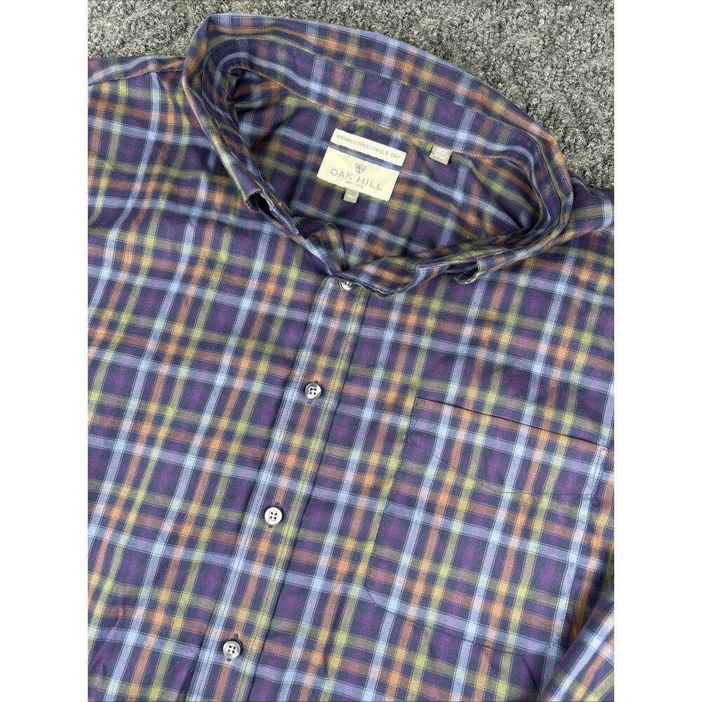 Oak Hill Shirt Men’s 3XLT Tall Purple Plaid Check Long Sleeve Button Down